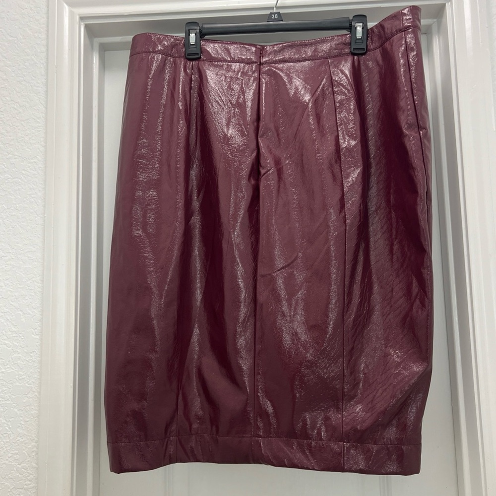 Nina Parker x Macy’s Burgundy Faux Leather Wrap Skirt | NWT - Picture 4 of 10